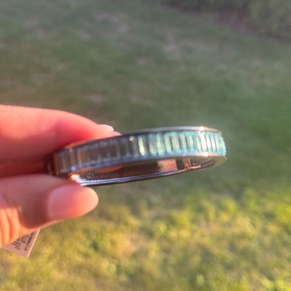 Vintage GIVENCHY hammered silver tone London Blue Topaz color bracelet - Picture 11 of 13